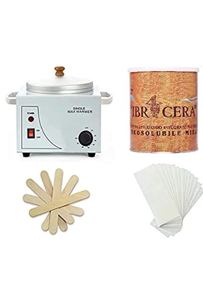 Single Wax Heater Machine Waxing Kit, 600ml Dark Honey Wax, 100 Strips & 10 Spatulas
