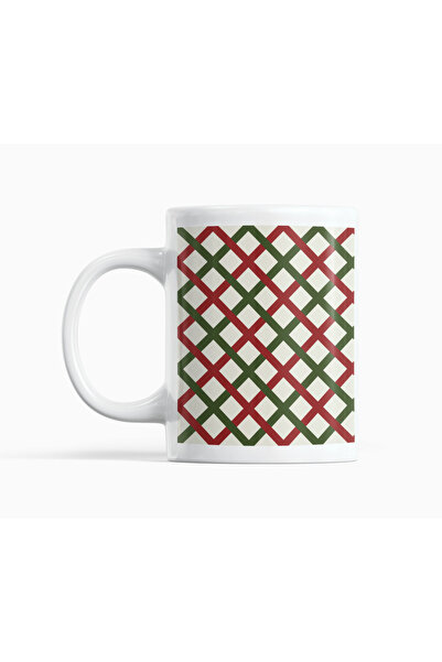 Nino Store New Year's Plaid Design Mug – 300 ml Porcelain Double-Sided Printi...