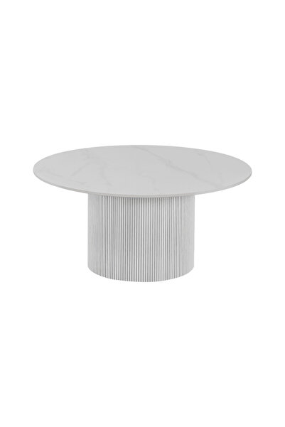 DacEnergy Coffee table, white marble/MDF, diameter 80 cm, MAHIR TYP 1