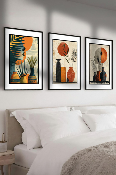 Yoko Home 3’lü Modern Soyut Tablo Seti – Salon, Yatak Odası ve Ofis Dekorasyonu İçin Duvar Tablosu