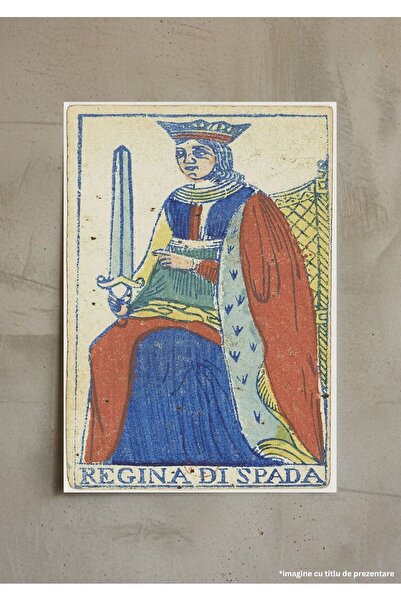 VreauPoster Poster A4 Regina de Spade Tarot Piemontez, Artă Ezoterică Vintage...