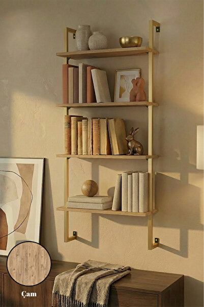 Euromob 60x20 cm, 4 Raflı Kitaplık | Duvar Rafı & Mutfak, Banyo, Organizer, G...