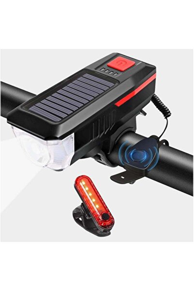 Arabest مصابيح خلفية وأمامية تعمل بالطاقة الشمسية قابلة لإعادة الشحن مع أجراس كهربائية، سهلة التركيب ومقاومة للماء