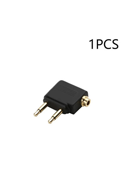 Choice1 1 Pcs B XIKCU 1-5pcs/Lot Dual 3.5mm Plug Adaptor Jack Audio Headphone Converter Adapter for Airline