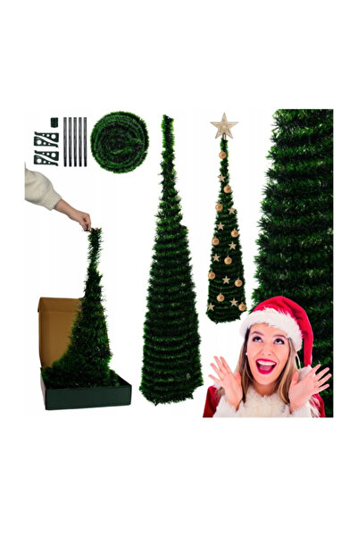 celhome Brad de Crăciun artificial 1,5 m – Pliabil POP-UP, Verde închis, Diam...