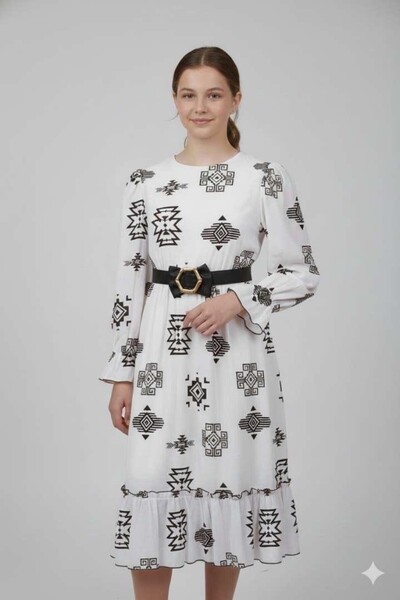 TİVİDO KİDS TİVİDO kemerli kız çocuk elbisesi