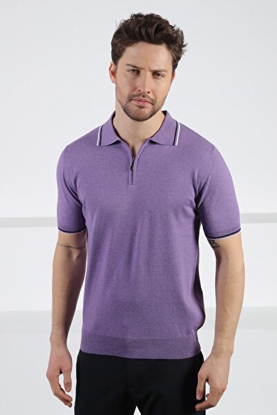 Ferraro Petunia Polo Neck Zippered Men's Cotton Knitwear T-Shirt