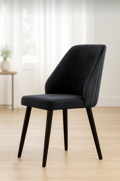 Renlife Sandalye Mutfak/Salon Sandalyesi Baby Face Kumaş Metal Siyah Ayak 1 A...