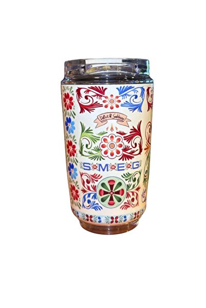 SMEG 50s Style Insulated Travel Coffee Mug, 240ml (Multicolour Beige)
