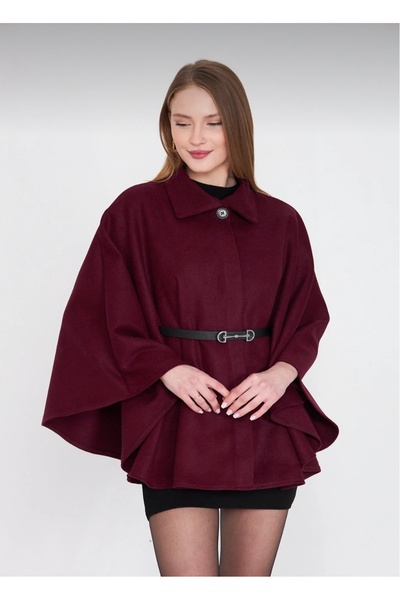 EFTELYABUTİK Kadın kemerli kaşe panço