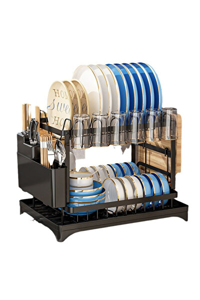 VOGMAX مصفاة أطباق ذات طبقتين وصينية تصريف أوتوماتيكية ومصفاة أطباق على سطح ا...