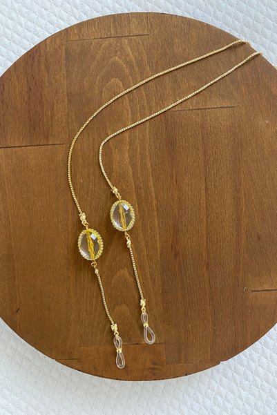 Coll.Up Glasses Chain Special Design Stone Gold
