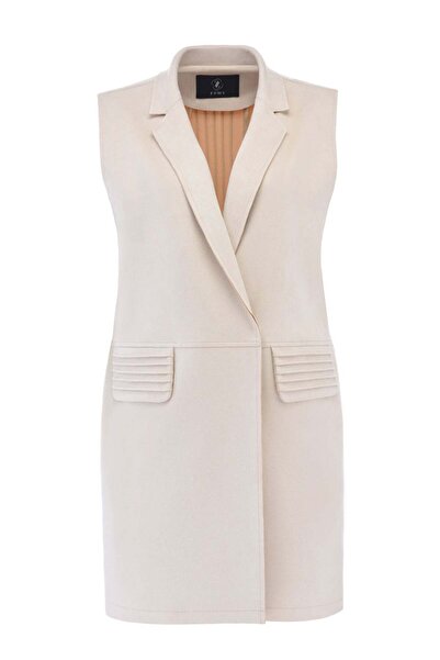 Zems Süet Nervür Detaylı Uzun Yelekli Takım