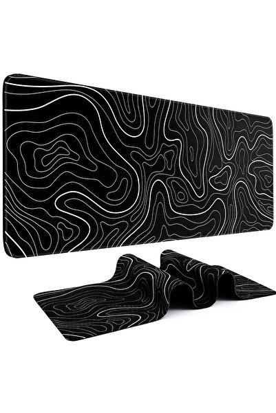 TnsAround Professional Gaming Mousepad, Water Resistant, High Glide Speed, 3D Pattern, Topo Black, 90x40 cm