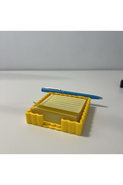 DECORADI Notepad with pen space and template, yellow, biodegradable PLA