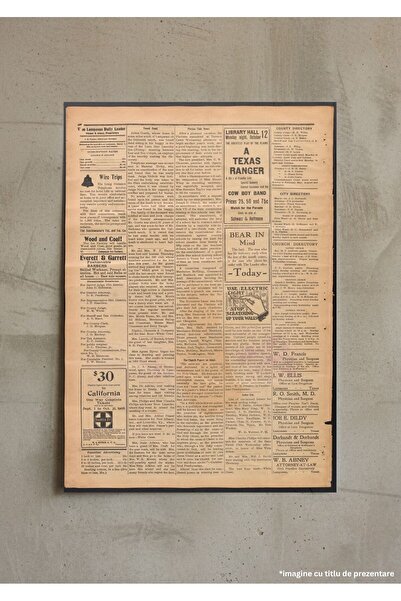 VreauPoster A4 Poster Old Newspaper Lampasas Texas 1908, The Daily Leader, Jo...