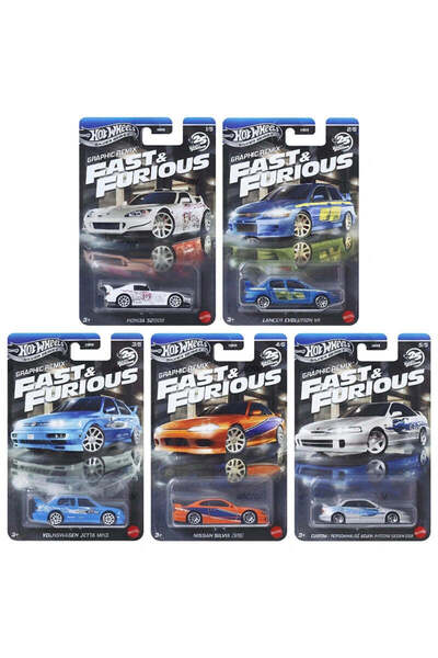 Set Macheta Hot Wheels 1/64 Silver Fast and Furious Graphic Remix