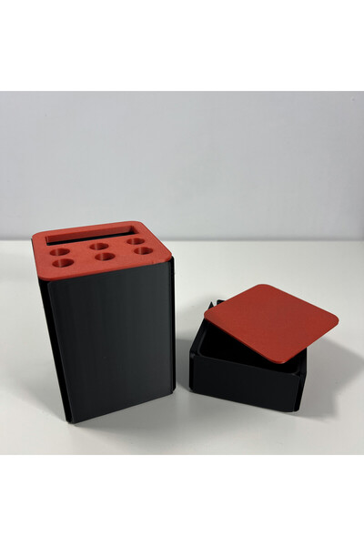 DECORADI Desk organizer 6 places + lid box, red/black, PLA