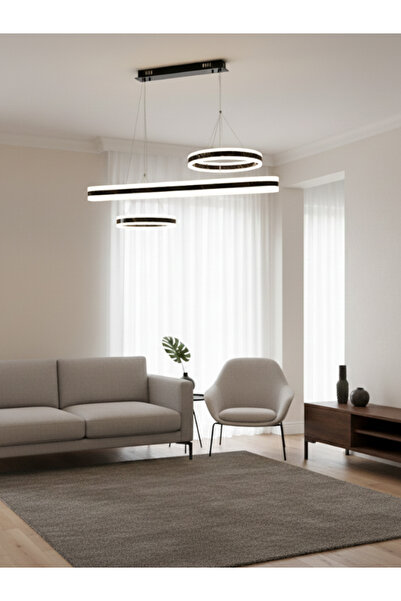 SUREAT ALTAYAAR ثريا LED مودرن ذكية بتصميم الحلقات الدائرية المتداخلة - تحكم عن بعد (3 ألوان إضاءة)