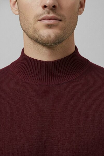 WKM سترة تريكو رجالية بقصة ضيقة وملمس ناعم ومقاومة للوبر بياقة نصفية