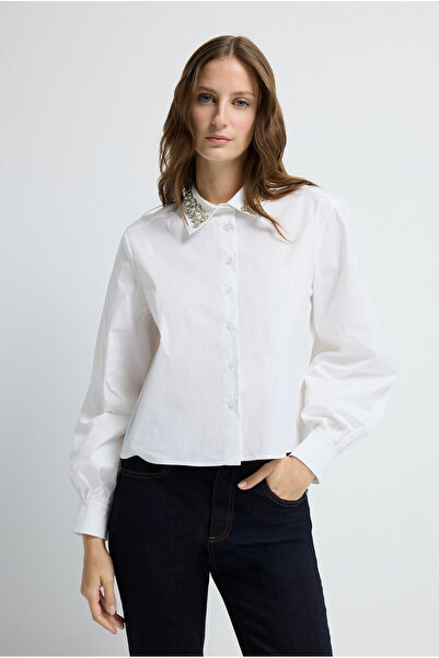 adL Taş Detaylı Kısa Gömlek