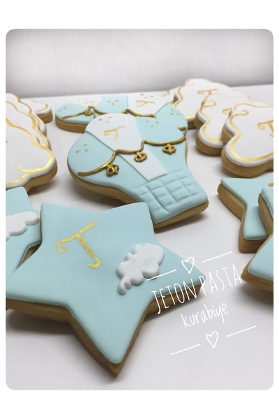 Jeton Pasta Butik Kurabiye Bebek Hediyesi Doğum Günü Şeker Hamurlu 20 adet