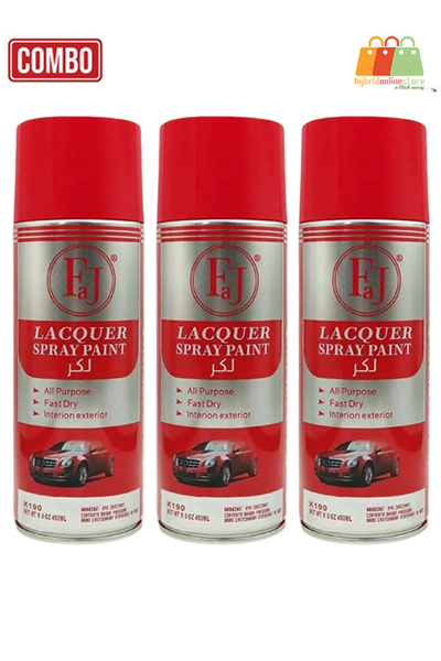 FAJ K190 Clear Gloss Lacquer Spray Paint Fast-Dry Multi-Surface Protective Coating 450ml Combo 3pcs