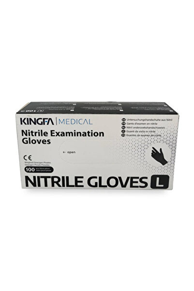 KINGFA Mănuși de nitril negre de unică folosință XL - fără pudră (pachet de 100)