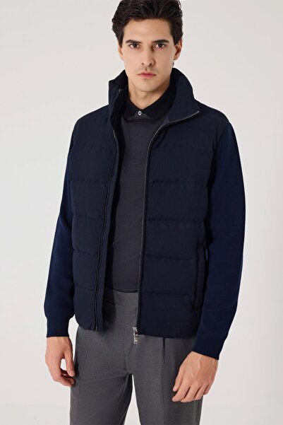 Sabri Özel DİK YAKA KUMAŞ GARNİLİ TRİKO MONT Lacivert