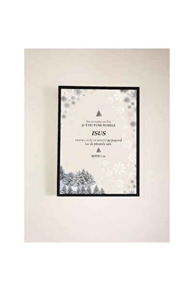 OEM Christmas decorative painting with biblical verse, 42x32 cm, black