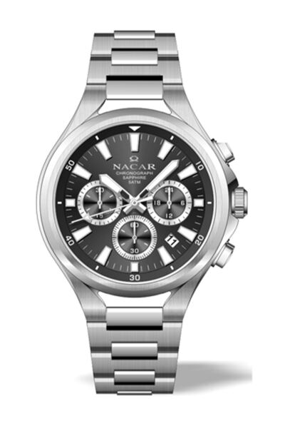 Nacar Sapphire Glass Sport Silver Men's Watch Nc08-29420075-Abm