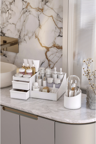 Beckbonny مجموعة أدوات تنظيم مستحضرات التجميل والحمام والمطبخ والمكتب والمنزل متعددة الأغراض