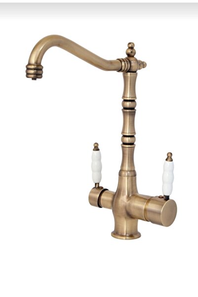 Filia Yapı Matte Gold Rustic Purified Kitchen Faucet 3-Port Kitchen Faucet