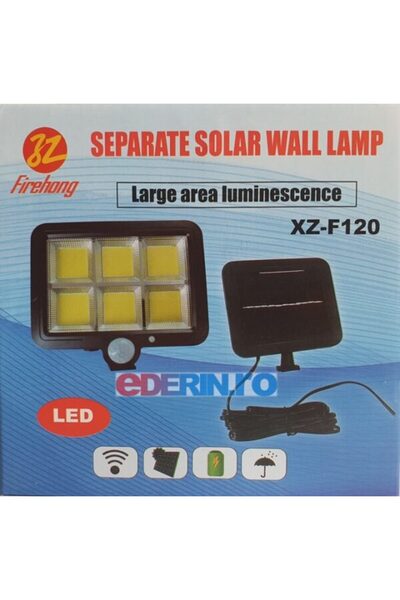 Firehong Lampa LED cu panou solar, Luminozitate 260 lm, Senzor de miscare si lumina crepuscular, Telecomanda