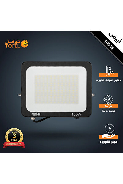 HAMER كشاف خارجي لون الانارة ابيض فلود لايت 100 واط توفل