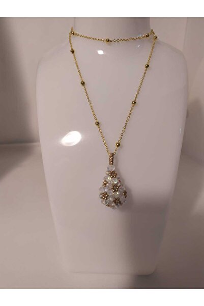 Sam Damla Cevşen Kolye - Orta Boy / El Yapımı Kristal Boncuk Örme /