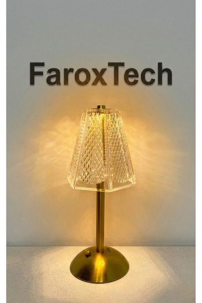 FaroxTech Kristal Elmas Görünümlü Şarjlı Masa Lambası - 3 Farklı Işık Modu De...