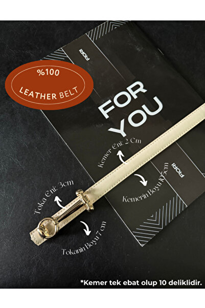 Fiori Genuine Curved Leather Design Long Buckle Thin Women's Belt, Coat Belt, Shirt Belt