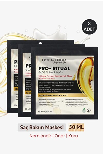 BOTANICA COMFORT Pro-Ritual – Ultimate Precious Supreme Derin Nem ve Dökülme Karşıtı Saç Bakım Maskesi 3x50ml