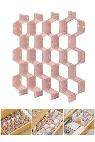 Arabest Modular Storage Organizer - Interlocking Drawer Dividers for Cosmetics/Stationery/Small Items (Pink)