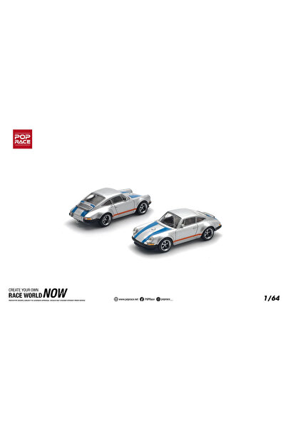 Porsche Pop Race 1/64 Singer, argintiu/albastru