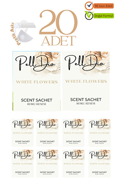 Pelldio 20'li White Flowers Ayakkabılık Dolap Ve Çekmece Parfümlü Kese Kokusu...