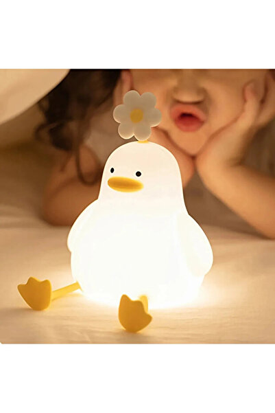HEPBİMODA Renkli Usb Şarj Edilebilir Ördek Gece Lambası, Silikon, Hediyelik E...