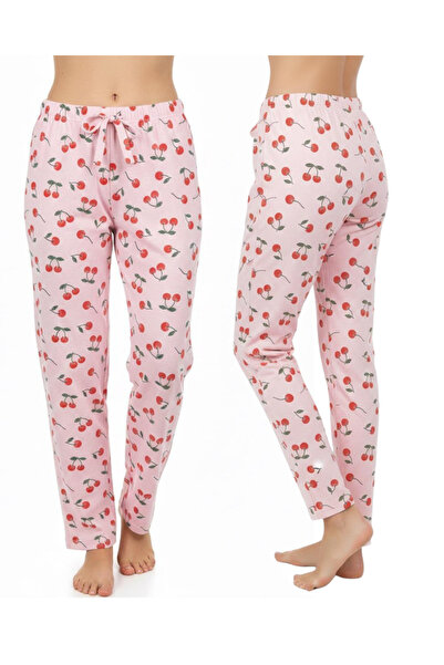 DONEX 3-Pack Cotton Thin Breathable Fabric Ribbon Waist Detail Printed Pocketless Women's Pajama Bottoms