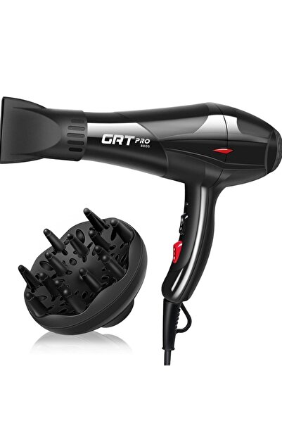 GRT PRO مجفف شعر احترافي بمحرك تيار متردد أيوني بقوة 3500 واط مع موزع وفوهات
