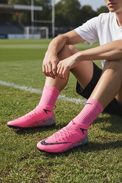 FUTBOL DÜNYASI Erkek Halı Saha Kramponu Çim Saha, Yarım Çoraplı, Ergonomik, A...