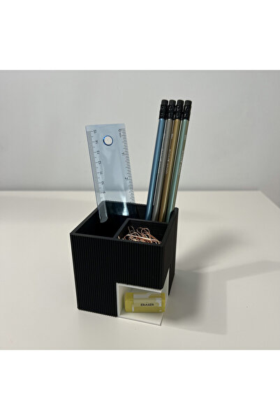 DECORADI Suport birou 2 în 1, instrumente + compartiment fix, alb/negru, PLA 3D