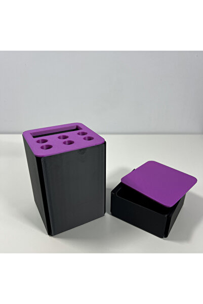 DECORADI 3D desk organizer with box, purple/black, PLA printed