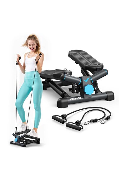 merach جهاز ستيبر صغير للتمرين، سعة 330 رطل، جهاز ستيبر للتمرين مع أشرطة مقاومة