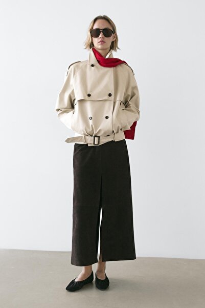 Massimo Dutti Kısa Trençkot Kemer Detaylı